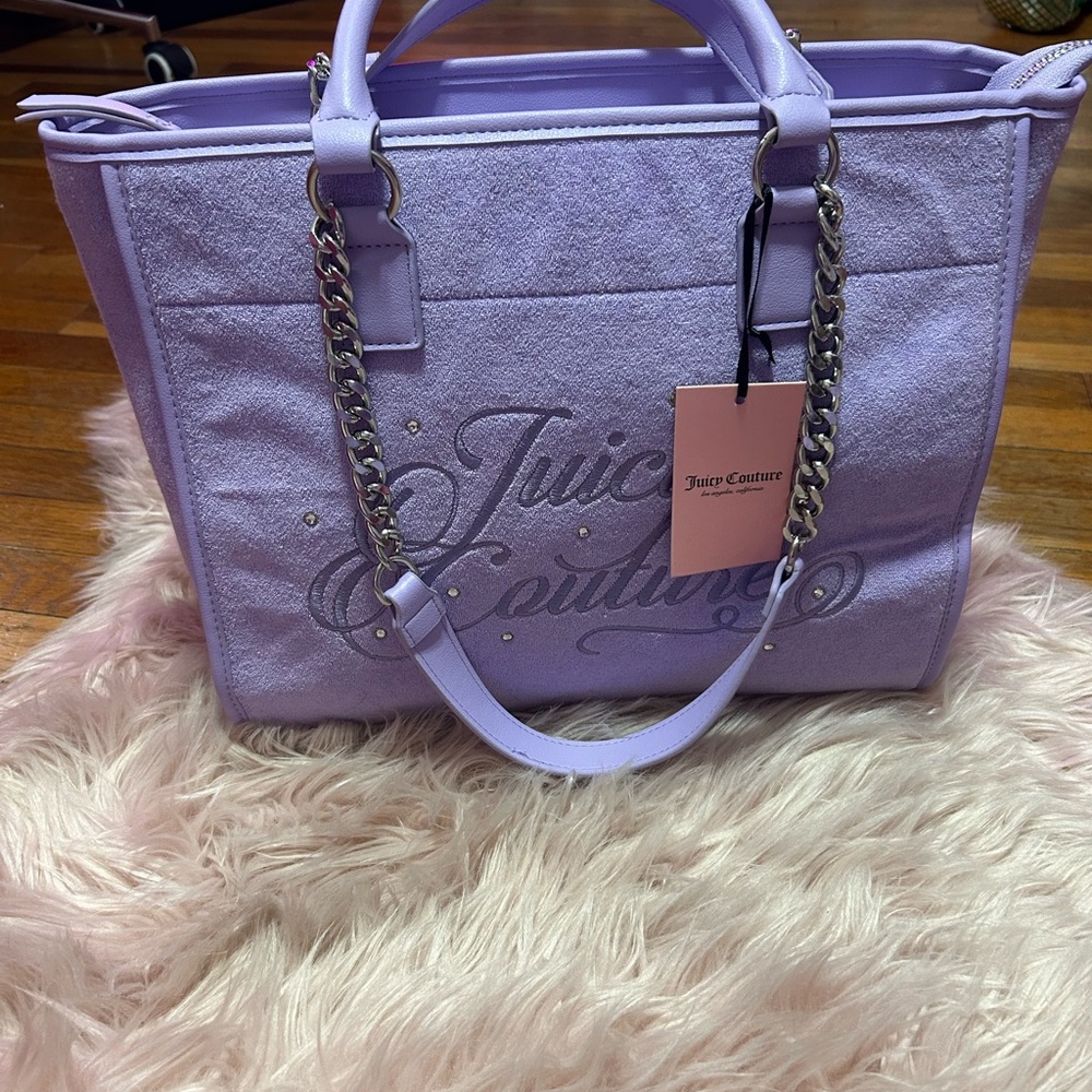 Juicy Couture beach couture tote lavender with Silver Hardware